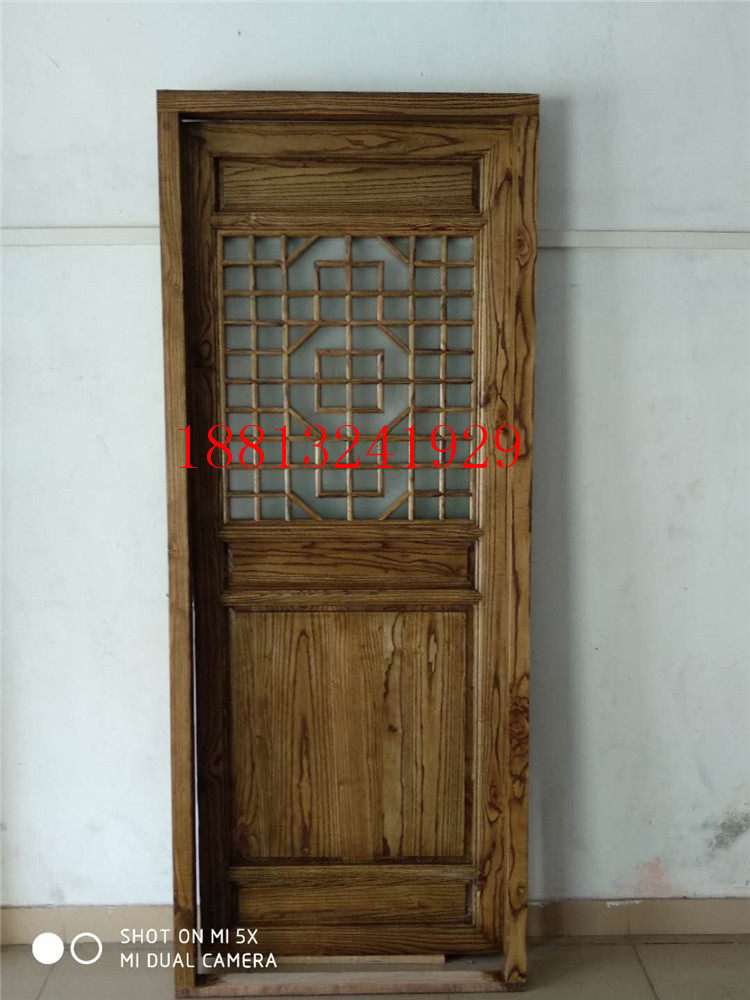 Elm door single door Chinese-style solid wood door antique hotel door opposite door teahouse door rural wall custom
