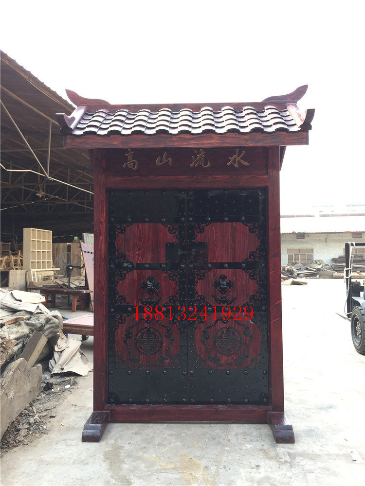 Solid wood door entrance door ancestral hall door Chinese antique elm door retro villa door courtyard door custom