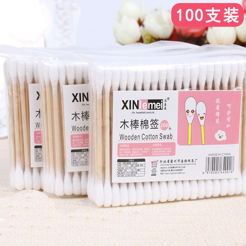 Cotton swab Double-head first-time stick makeup remover Makeup cleaning tampon flower tag stick Kapok stick embroidery supplies tools