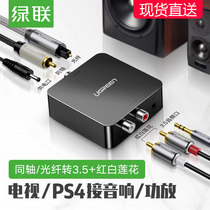 Green joint Digital coaxial audio conversion RF fiber output display sound box signal double Lotus Digital