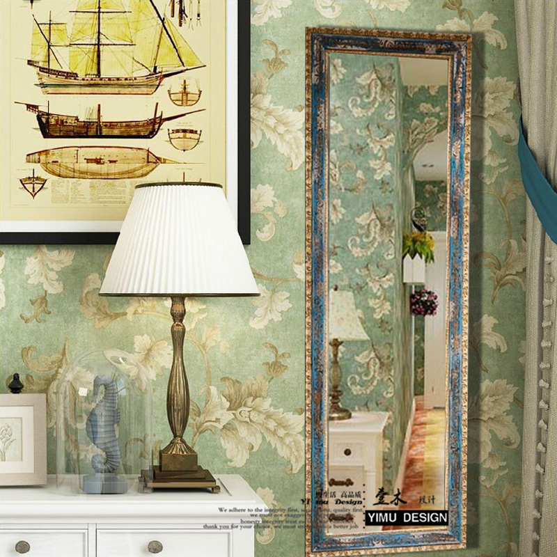 Large size solid wood full-body mirror Full-body mirror European-style Full-body mirror Floor-to-ceiling mirror Bedroom mirror Mediterranean American