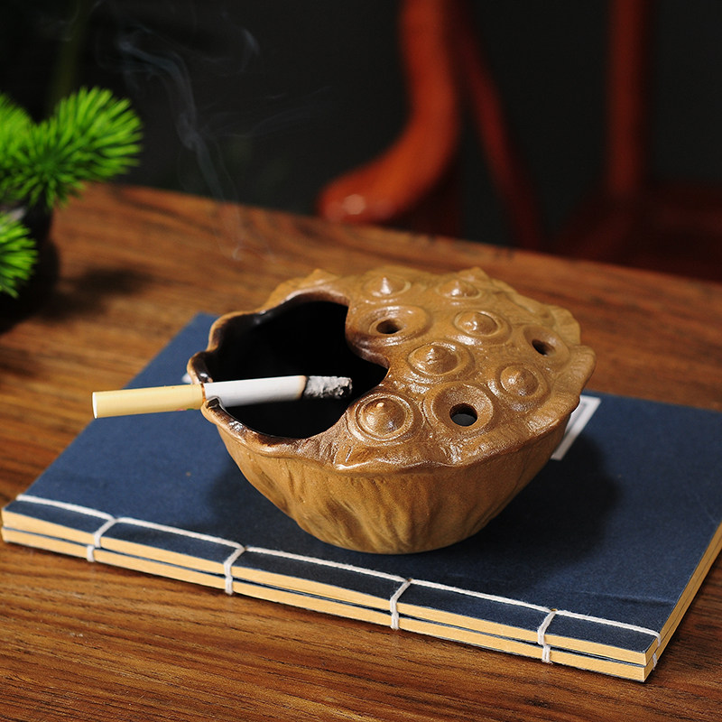 Chinese Lianpeng Tobacco Ashtray Creativity Individuality Trend Retro Home Living Room Anti-Fly Ash Office China Wind Smoke Cylinders