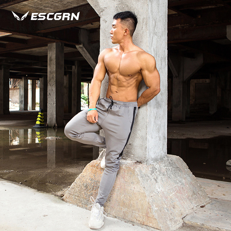 EN Sports Dry Trousers Male Muscle Fitness Training Color Training Brother Leisure Pants Small foot beam pants