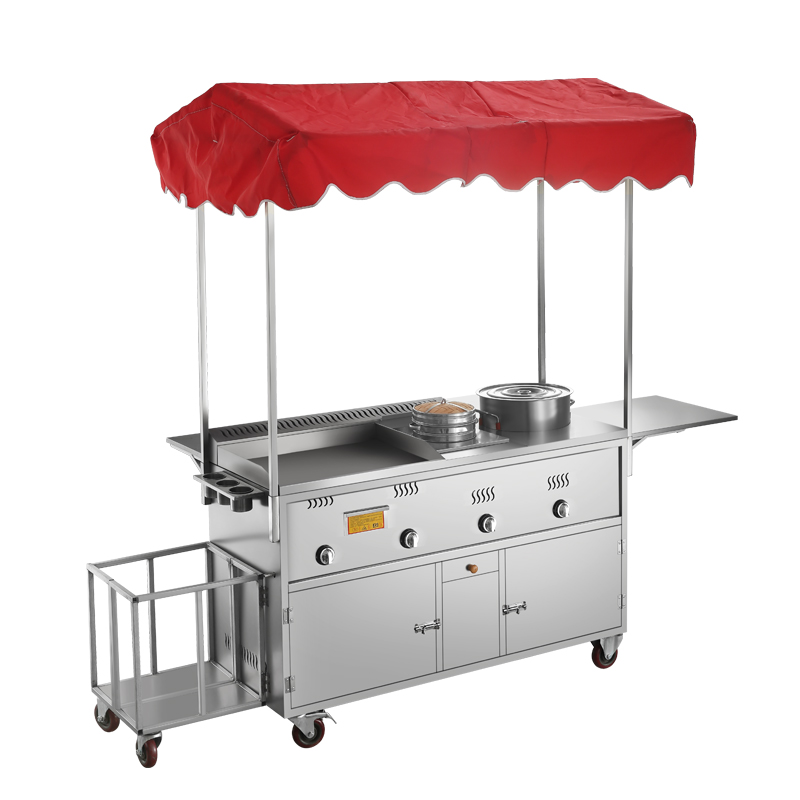 Mobile roadside night market stalls fried skewers boiled skewers miscellaneous grains pancake pan delivery stalls fried vegetables snack cart cart