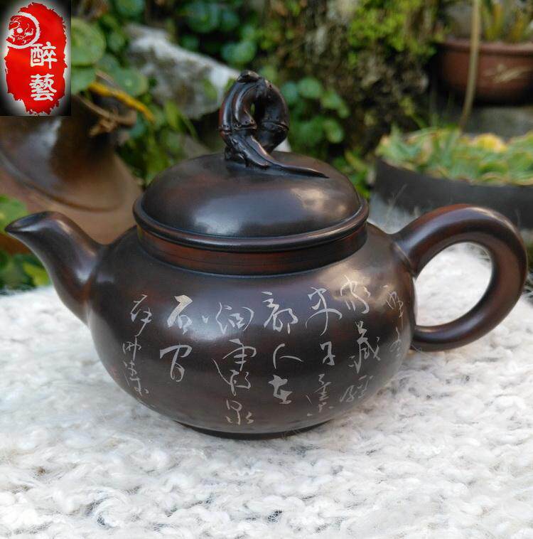 Yunnan Jiangsu Purple Tea pot Su Fotao pot decorated flower pot root pot root carving pot all hand crafted