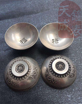 Fu Lu Shouxi Old Silver Bowl Tea Brewes Pure Bronze Silver Plated White Silver Small Silver Bowl Tea Bowl Dragon Thread Swing Piece Retro Essay and Play Collection