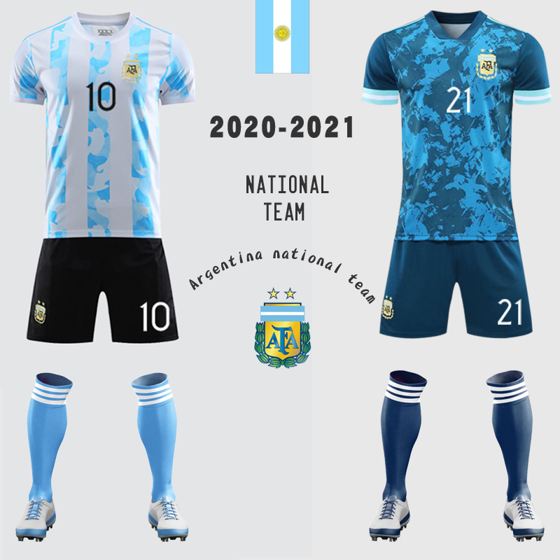 Argentina National Team Jersey Custom 10 Messi Team Suit Training Suit Adult Children's Football Suit Men
