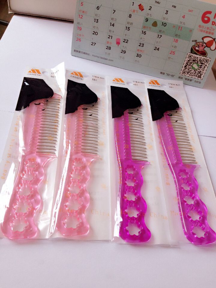Manufacturer direct sales special wig steel comb second color optional (pink purple) new packaging-Taobao