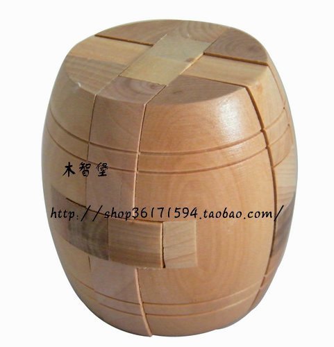 Wooden Solid Wine Barrel Lock Adult Puzzle Toy Kongming Lock Classic Style Drum Lock Ruban Lock