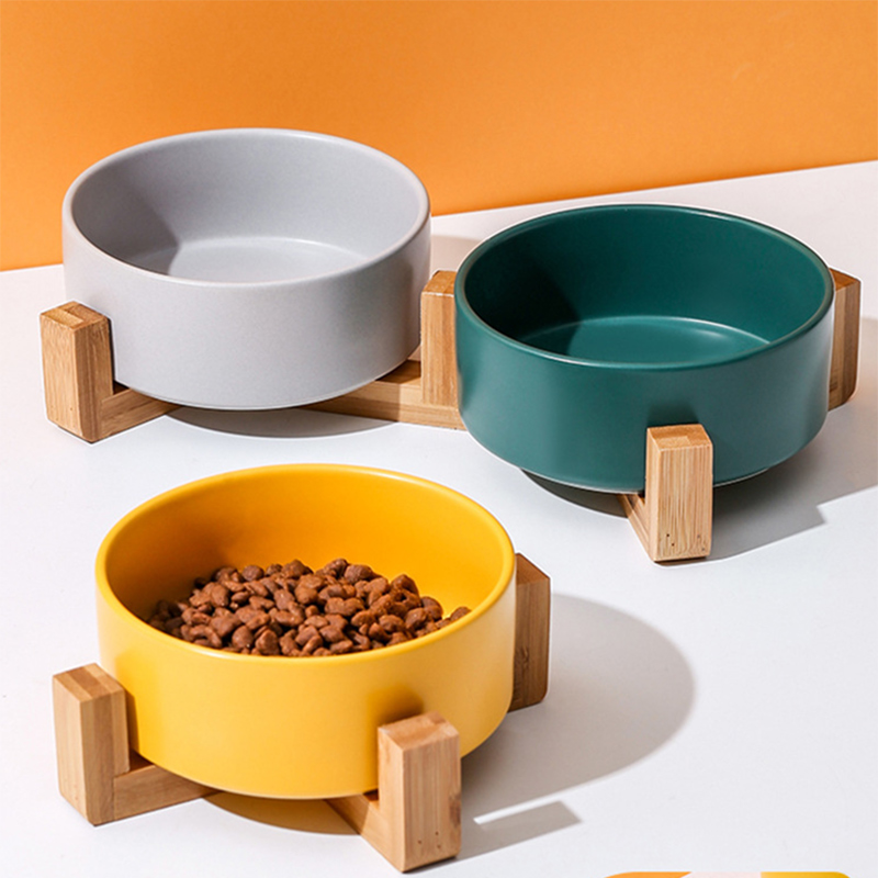 Double bowl ceramic dog bowl pot dog drink cat food bowl pet bowl bowl dishes anti-tip