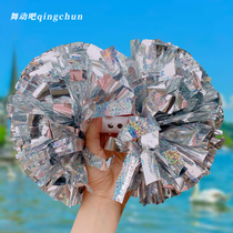 Bodybuilding Props Cheerleading the Gymnastics Team Handflowers Professional Competition Performance Coursework with Fancy Ball Laser Metal Silver