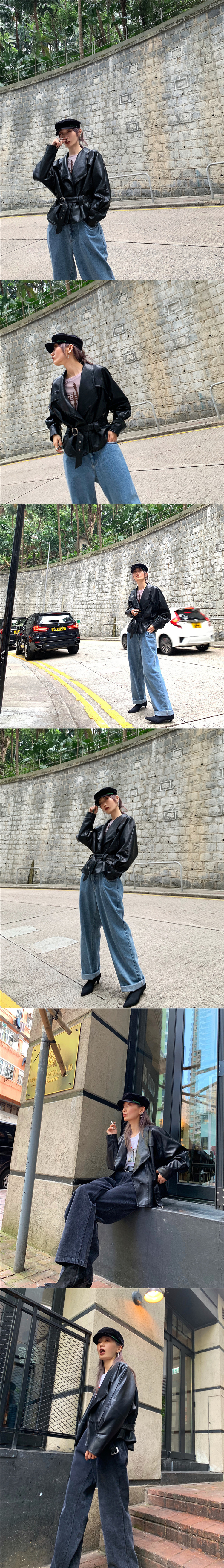 BỐN MÙA 2018 thu đông mới thiết kế ban đầu retro tay áo ngắn tay áo khoác da nữ nhỏ áo da nữ đẹp