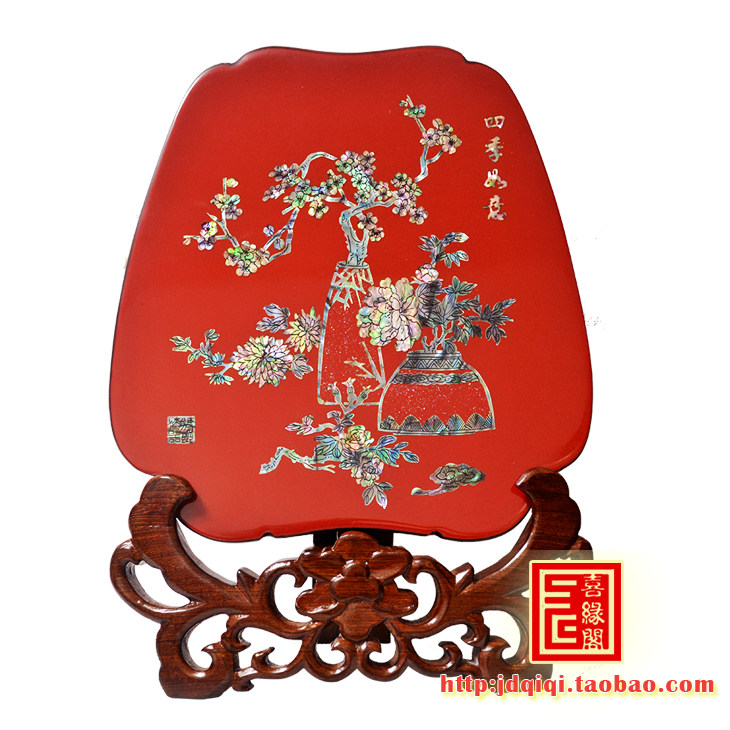 Color screw Yangzhou lacquer parts Commercial culture and foreign affairs company commemorative gift cloud - type table screen handicrafts