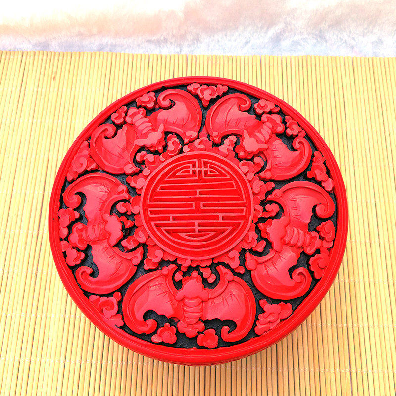 Yangzhou lacquer tick red carved lacquer candy box jewelry box holding box craft gift classical national style national tide wedding supplies