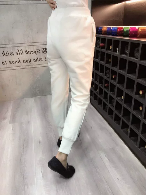 Quần âu nữ mùa đông 2018 phiên bản Hàn Quốc hoang dã cộng với quần nhung co giãn eo là quần harem mỏng để giữ ấm