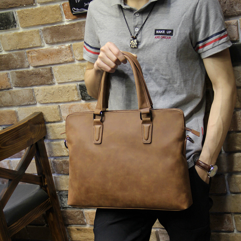 Hong Kong Duty Free Men's Bag Han Version Square Mad Muppie Men Handbag single shoulder bag Male briefcase Inclined Satchel Bag