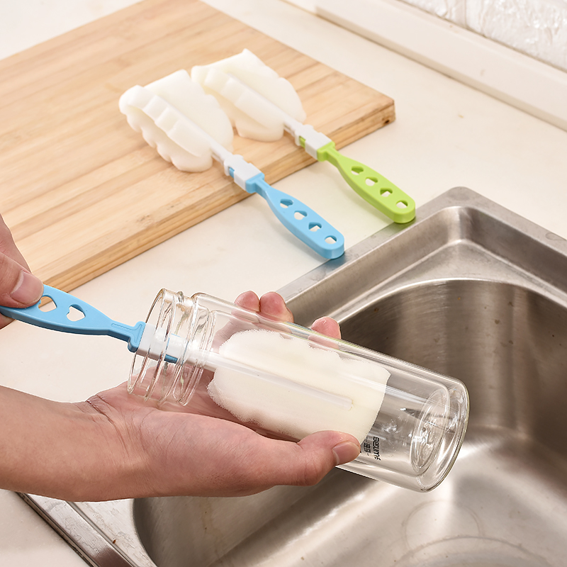 Double Head Removable Wash Cup Brushed Milk Bottle Pacifier Sponge Brush Home Kitchen Cup Bottle Clean Sponge Wipe-Taobao