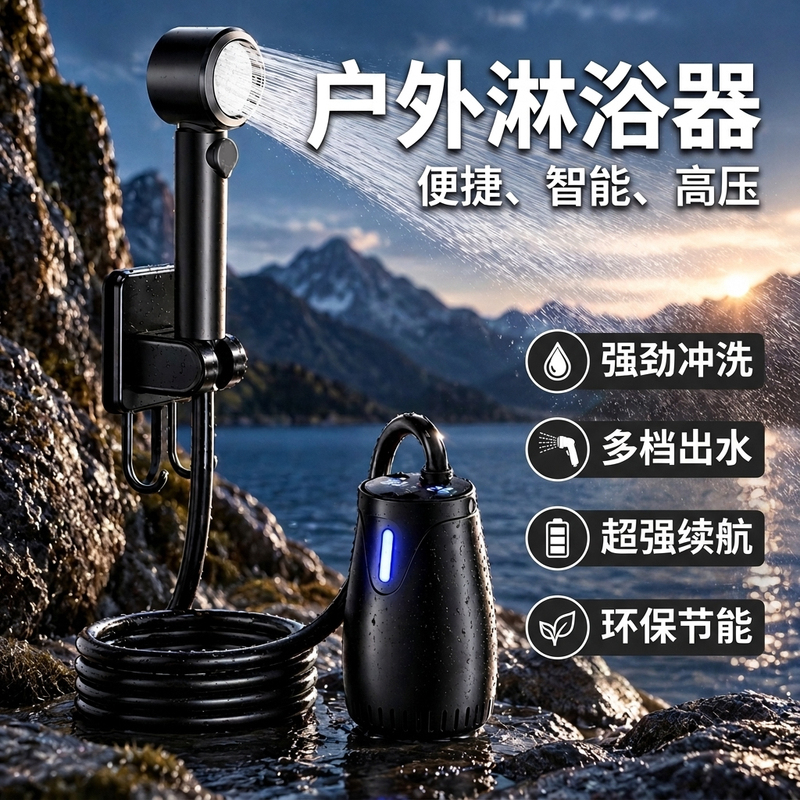Outdoor Shower Device for Camping, Dormitory, Postpartum Care, Simple Wireless Portable Shower with Self-Priming Pump, Electric Water Pump Showerhead Outdoor Shower Device for Camping, Dormitory, Postpartum Care, Simple Wireless Portable Shower with Self-Priming Pump, Electric Water Pump Showerhead