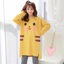 Antarctic little man pajamas womens spring new Korean version of cute medium-long casual Pikachu home suit suit