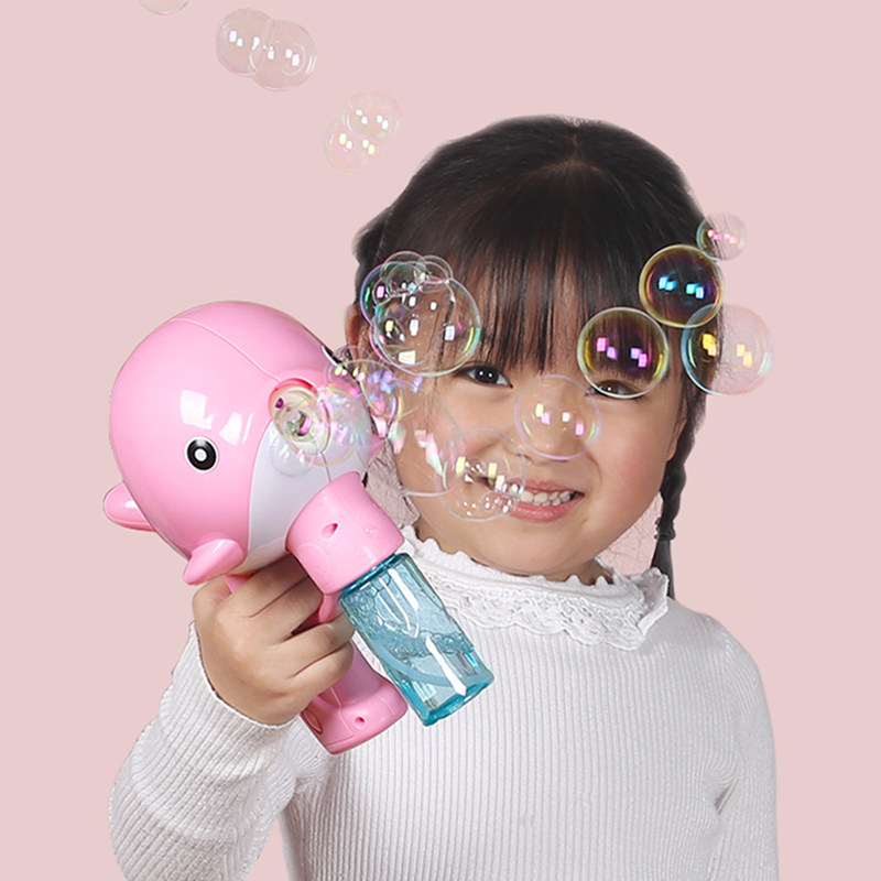 Children Fully Automatic Cartoon Whale Electric Blow Bubble Machine God Girl Hearts Boys Girls Toys Nets Red Condo