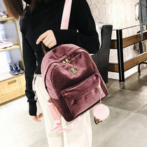 Velvet backpack women bag 2018 autumn and winter New Gold suede schoolbag Joker velvet backpack female Korean version