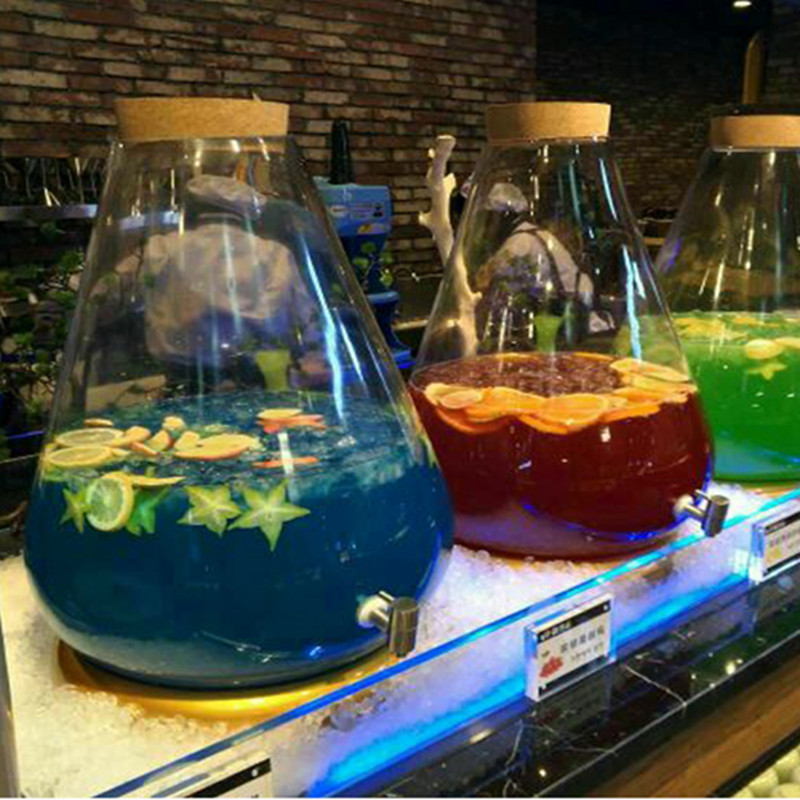 Glass barrel juice tank commercial beverage barrel switch cold kettle glass beer barrel cold kettle household with faucet