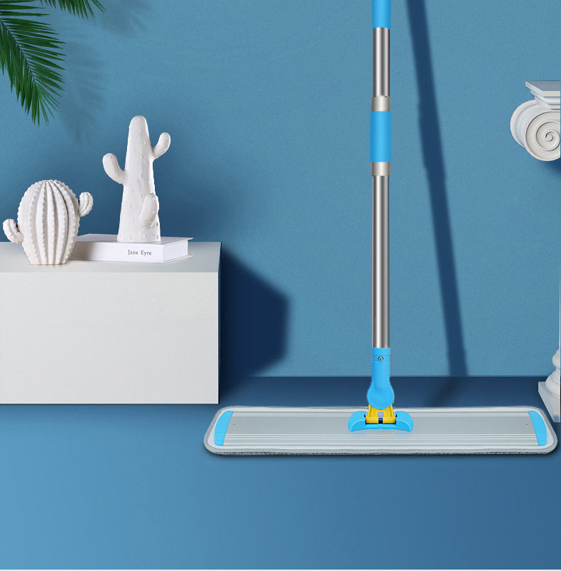 Thickened stainless steel rod aluminum alloy flat mop household one mop clean wooden floor stainless steel lazy flat mop
