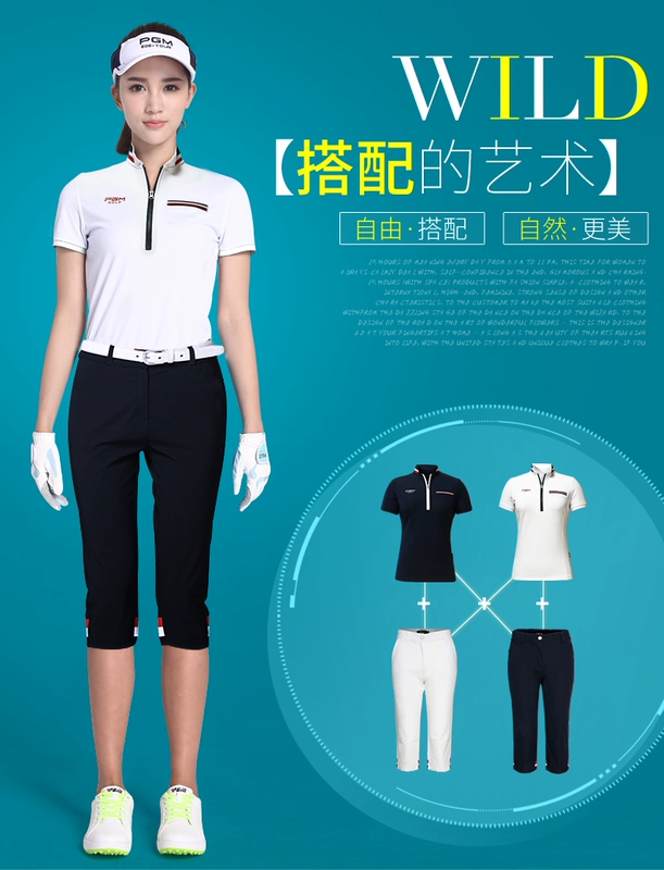 Mùa hè! PGM Golf Quần Áo của Phụ Nữ Đặt Quần Short Cắt Quần Ngắn Tay Áo T-Shirt Quần Áo của Phụ Nữ