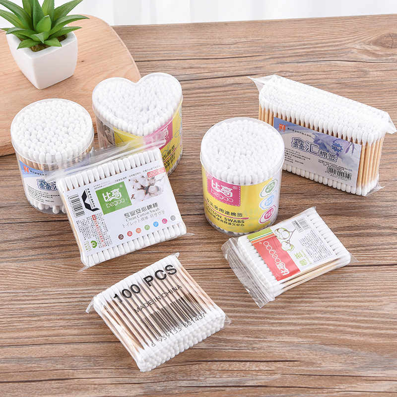Cleaning makeup makeup removal ear cotton swab kapok pick double tampon cotton swab cotton swab stick wood stick
