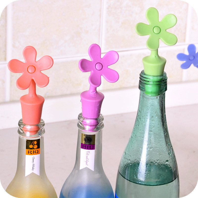 Flower silicone red wine stopper beer cooking wine stopper oil bottle stopper foreign wine stopper seal fresh-keeping soft stopper anti-volatile