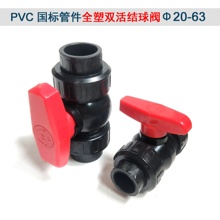 PE double live ball valve full plastic hot melt water pipe 20 valve 25 32 40 switch connector 50 accessories double head 63