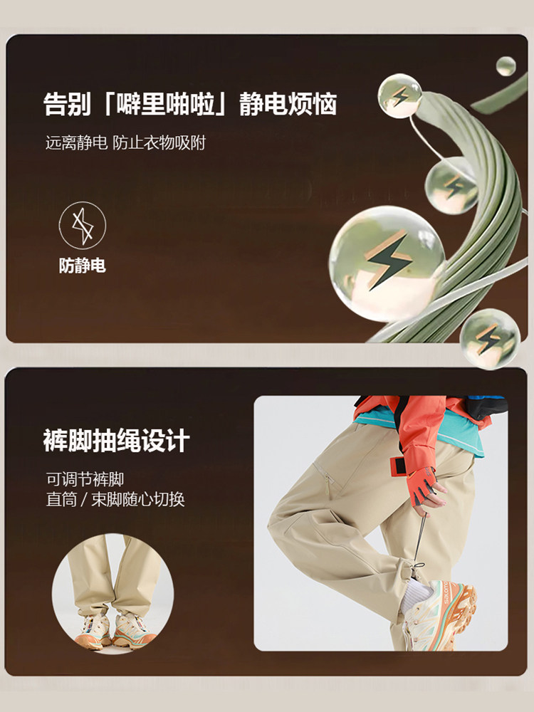 Jeep Women's Three-In-One Windproof and Waterproof Pants for Northeast Harbin, Cold-Resistant, Thickened down Ski Pants for Mountaineering