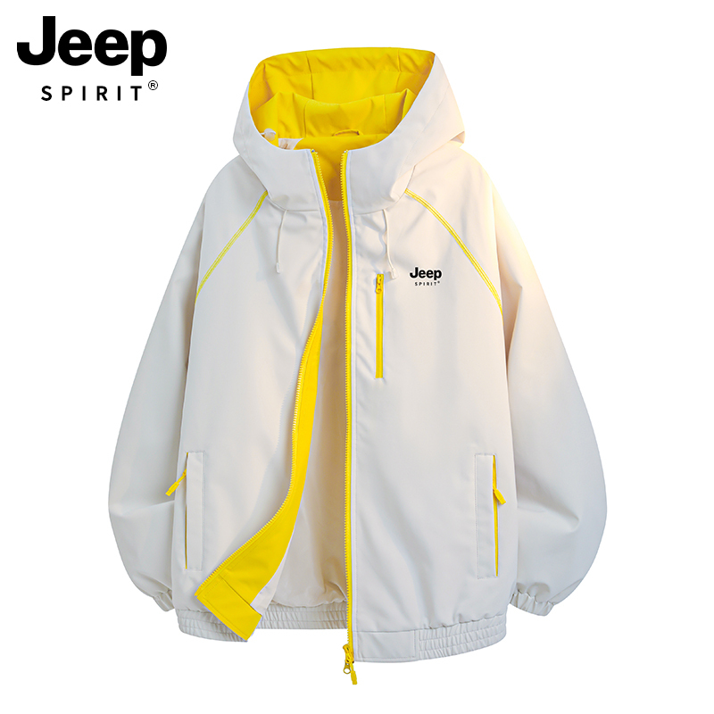 Jeep Women's Jacket 2026 New Spring Korean Design Stylish Windbreaker Color-Blocking Windproof Jacket