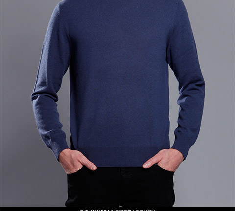 Áo len cổ cao nam dày ấm ấm cashmere mùa thu và mùa đông áo thun rộng rãi áo len trắng đơn giản - Áo len Cashmere shop áo thun nam