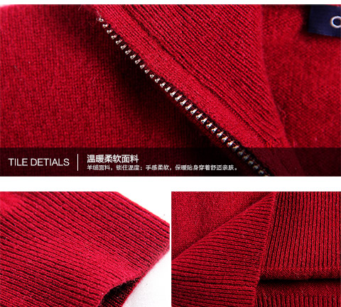 Dekaijia đích thực 100% áo len cashmere nguyên chất quần áo nam nửa mở cổ áo dài tay áo thun áo len ấm áp nam - Kéo qua quần áo nam