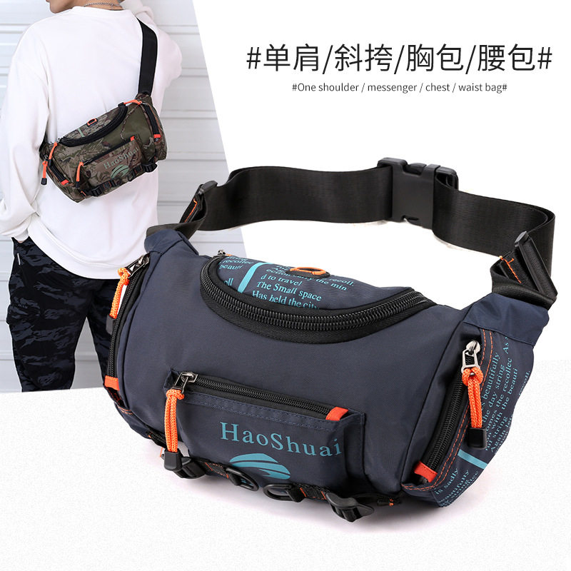 New multifunctional outdoor sports men's single shoulder inclined satchel waterproof nylon chest bag riding mountaineering large-capacity purse