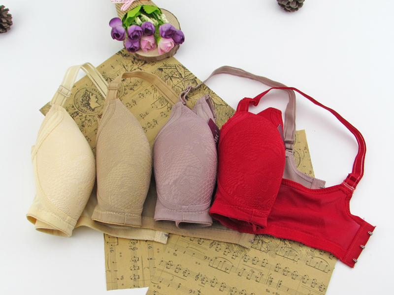 Authentic Yi Hao Meng 201 phần mỏng kích thước lớn không có vòng thép không xương bát tròn Đồ lót xác ướp B cup bra 5 miếng quần lót