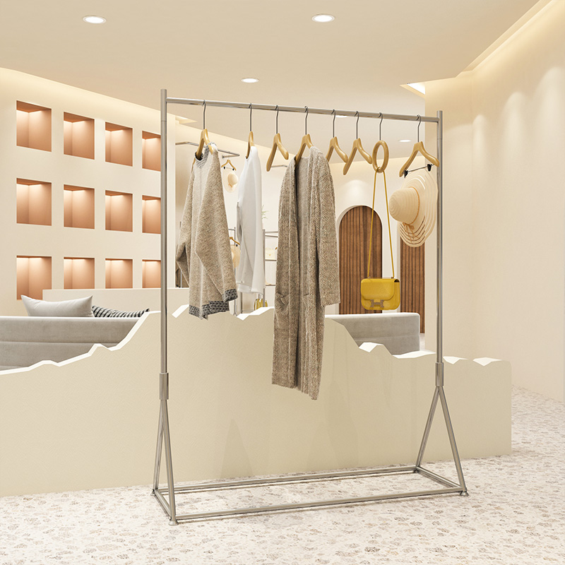 Clothing Store Show Shelf Stainless Steel Wire Drawing Hangings Clothes Hanger Men And Women Children's Clothing Store Shelves Display Racks