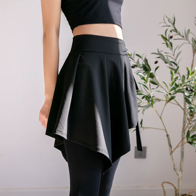 One-piece lace-up yoga dress for sports and fitness, mini skirt for women to cover the buttocks and look slimmer, dance and ballet skirt, quick-drying