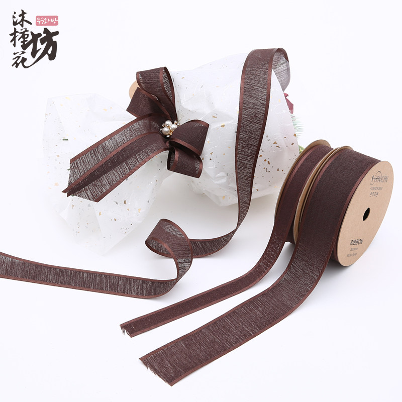 3 8cm Korea imported transparent gauze with edging ribbon ribbon tie bow decoration bouquet packaging diy material