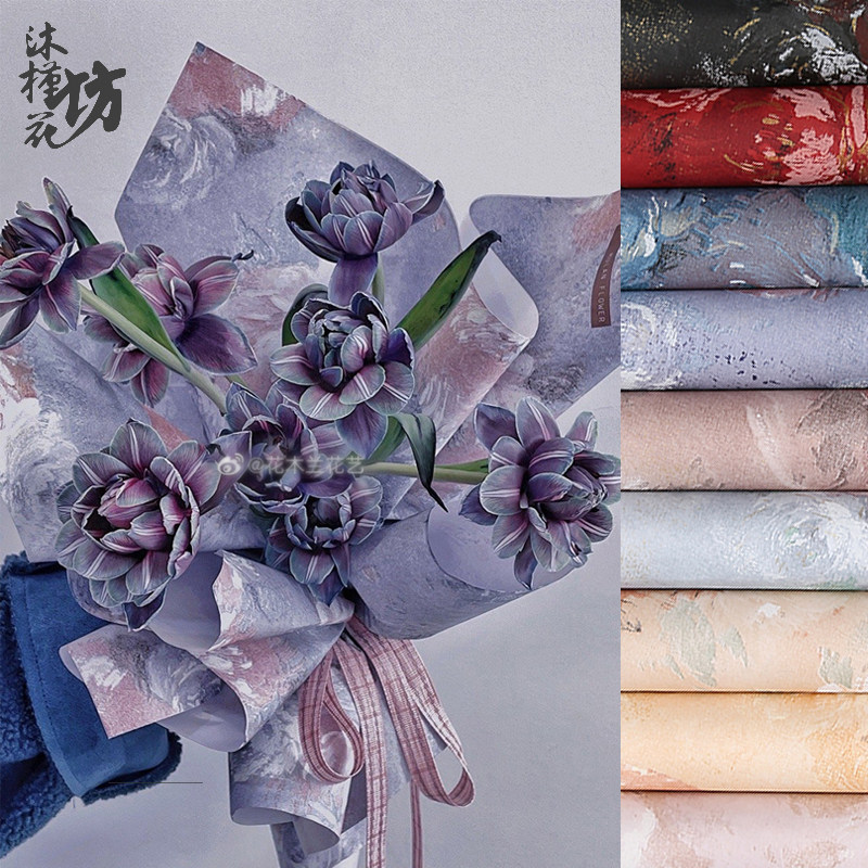 New Products Dream State Back Garden Peony Oil Painting Paper Floral Decoration Thickened Gift Flowers Wrapping Paper Diy Material Bag
