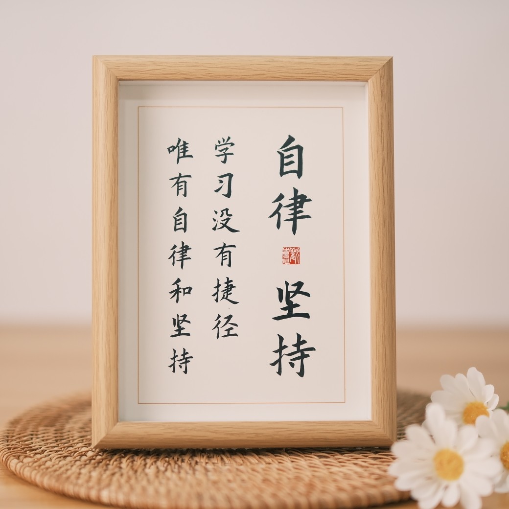 励志书法摆台的LOGO