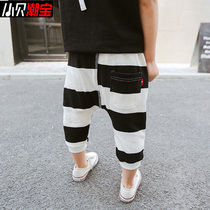 2-year-old boys striped shorts summer harem pants 2021 new 5 children cotton bloomers 7 children casual pants