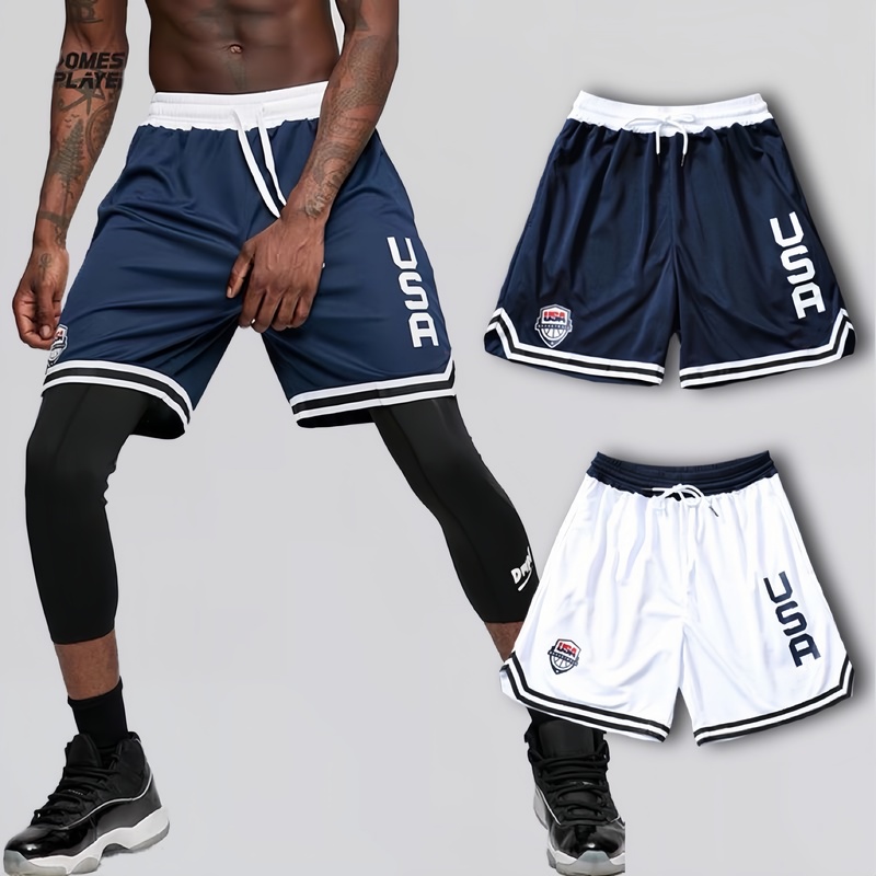 Usa Team Curry American-Style Shorts, Knee-Length, Quick-Dry, Loose-Fitting Training Sports Shorts for Men, Teenagers, and Children
