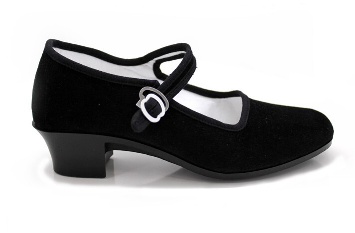 Authentic Old Beijing Cloth Shoes with High Heels  Women's Shoes Black Buckle Strap Work Shoes Single Strap Shoes Dance Shoes