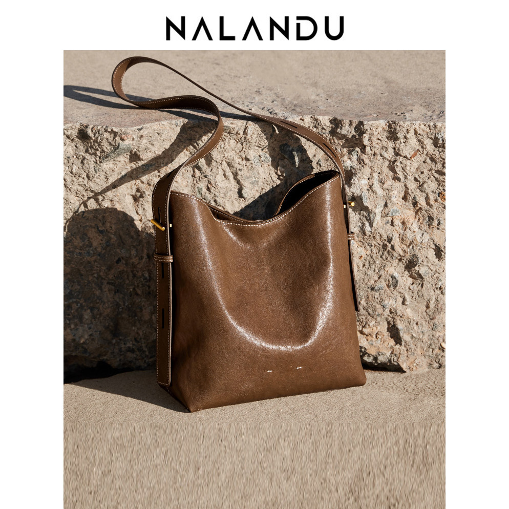 Женская сумка-мессенджер Narandu, новинка 2025 года, осенне-зимняя сумка-тоут на одно плечо, большая вместительная сумка из кожи растительного дубления