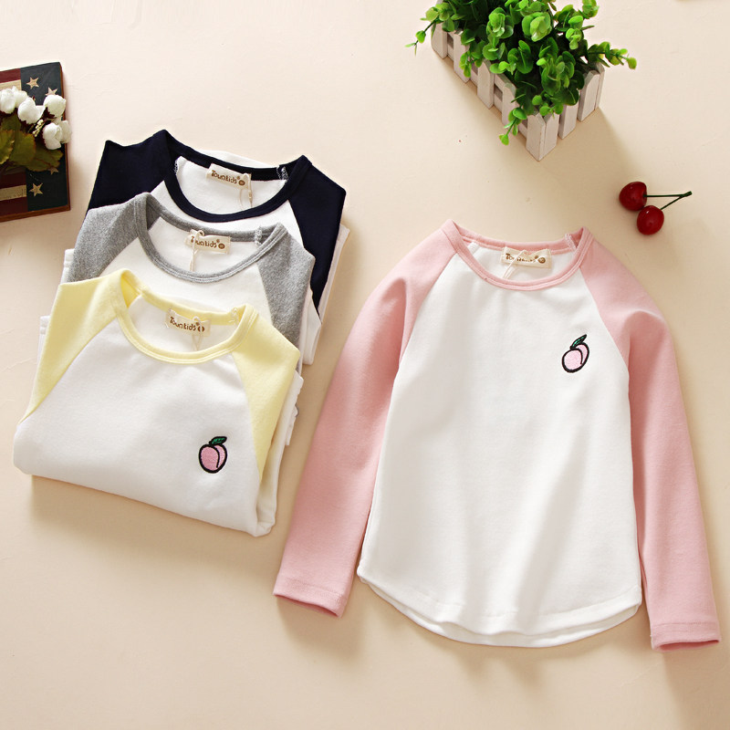 Korean children's clothing autumn new girls cotton crew neck stitching long sleeve T-shirt children's bottoming shirt baby Joker jacket
