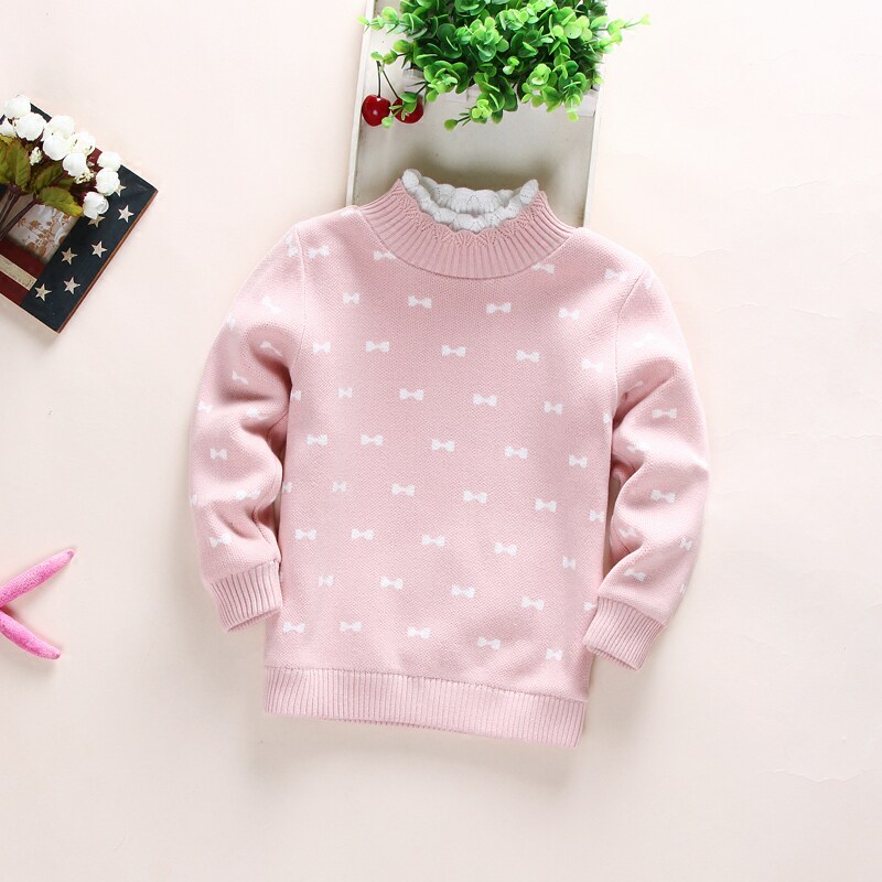 Girls' velvet thick sweater 2022 spring and autumn Korean version round neck pullover big children's knitted bottoming shirt top children's clothing