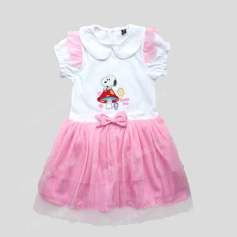 2022 Summer clothing girls All cotton short sleeves lace dress for children Princess splicing dresses for children