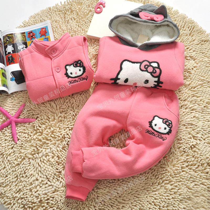 Winter Money Girl Thicken Plus Suede Horse Chia Sweater Pants Three Suits Children Jacket Children Clothing